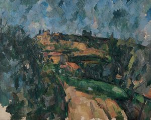 Bocht van de weg bovenaan de Chemin des Lauves door Paul Cézanne